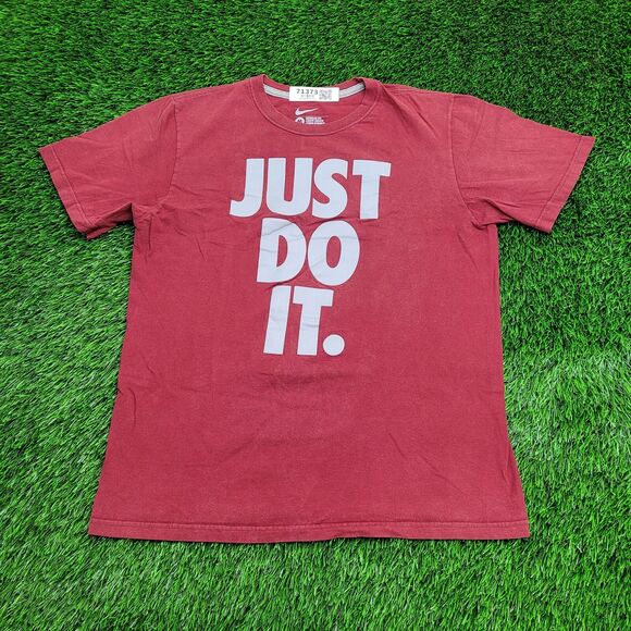 NIKE Swoosh Shirt Medium 20x25 Red Spellout Just-Do-it - Picture 1 of 12